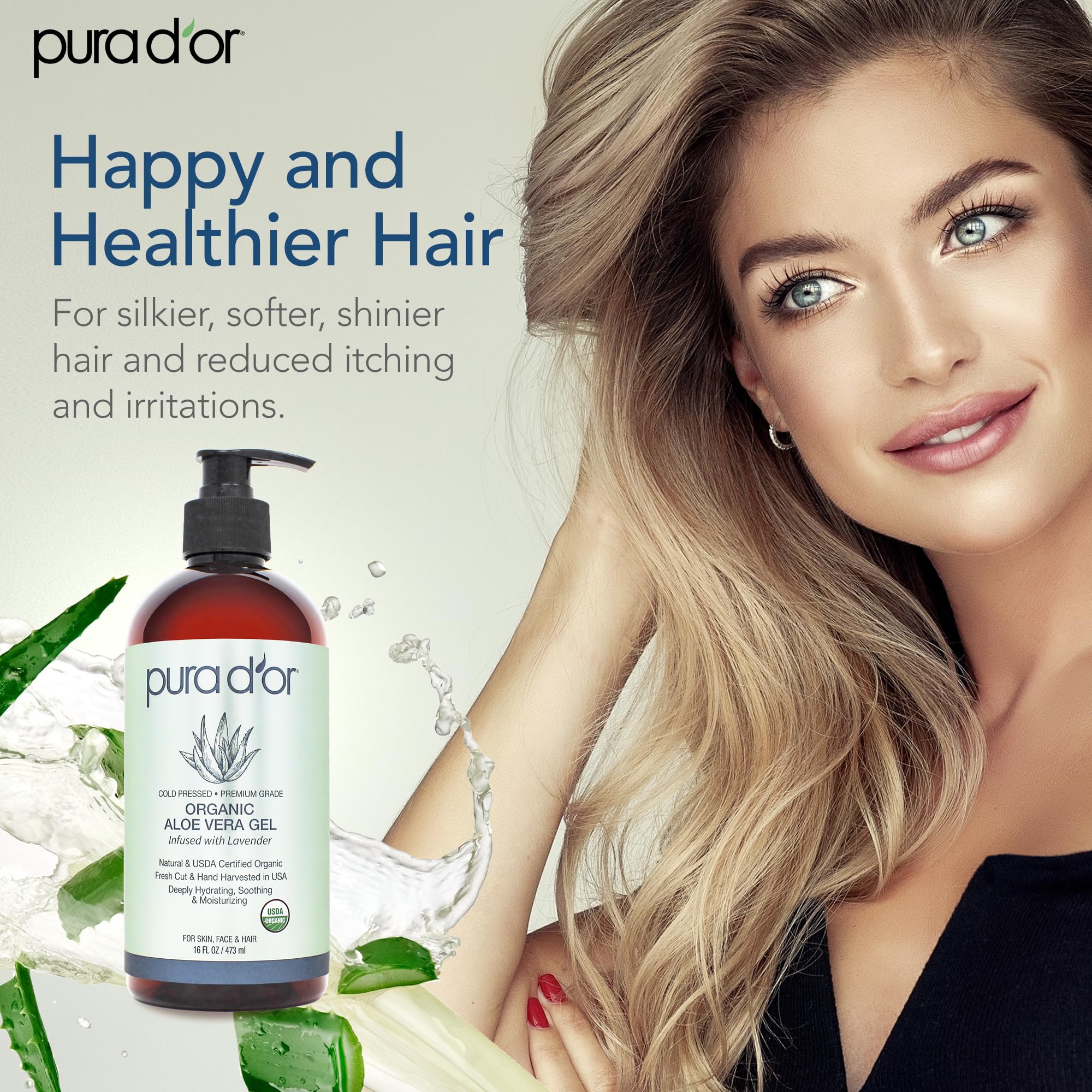 Apaise irritations mineures et hydrate la peau avec PURA D'OR Aloe Vera Bio Lavande.