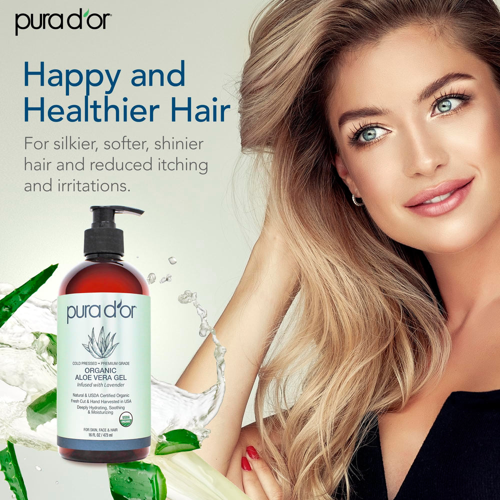 Apaise irritations mineures et hydrate la peau avec PURA D'OR Aloe Vera Bio Lavande.