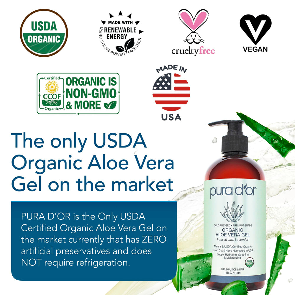 Texture gel clair du PURA D'OR Aloe Vera Bio Lavande pour une application douce.