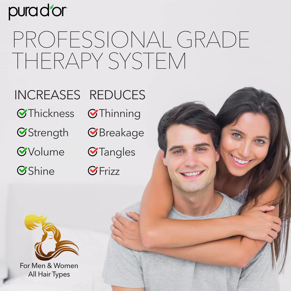 PURA D'OR shampooing sans sulfates, utilisation quotidienne respectueuse du cuir chevelu.