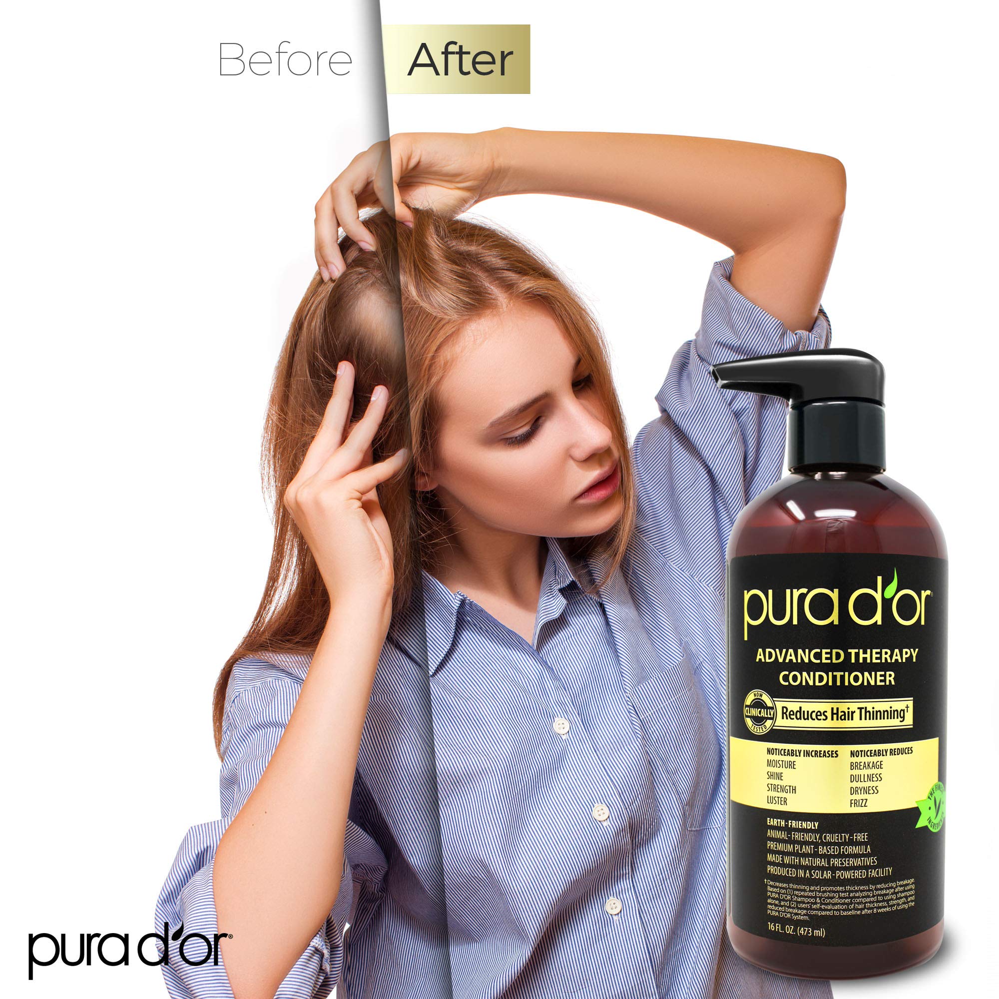 PURA D'OR Advanced Therapy Conditioner: massage du cuir chevelu pour une sensation rafraîchissante.