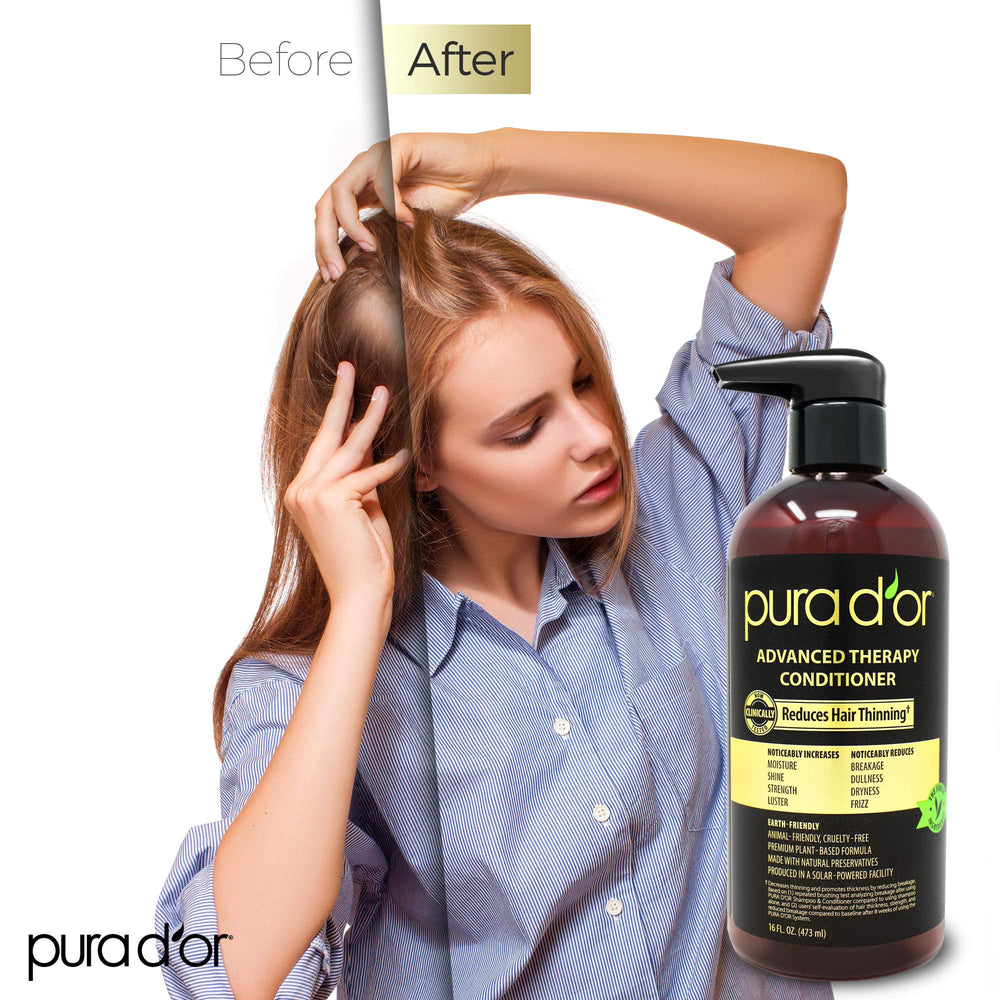 PURA D'OR Advanced Therapy Conditioner: massage du cuir chevelu pour une sensation rafraîchissante.