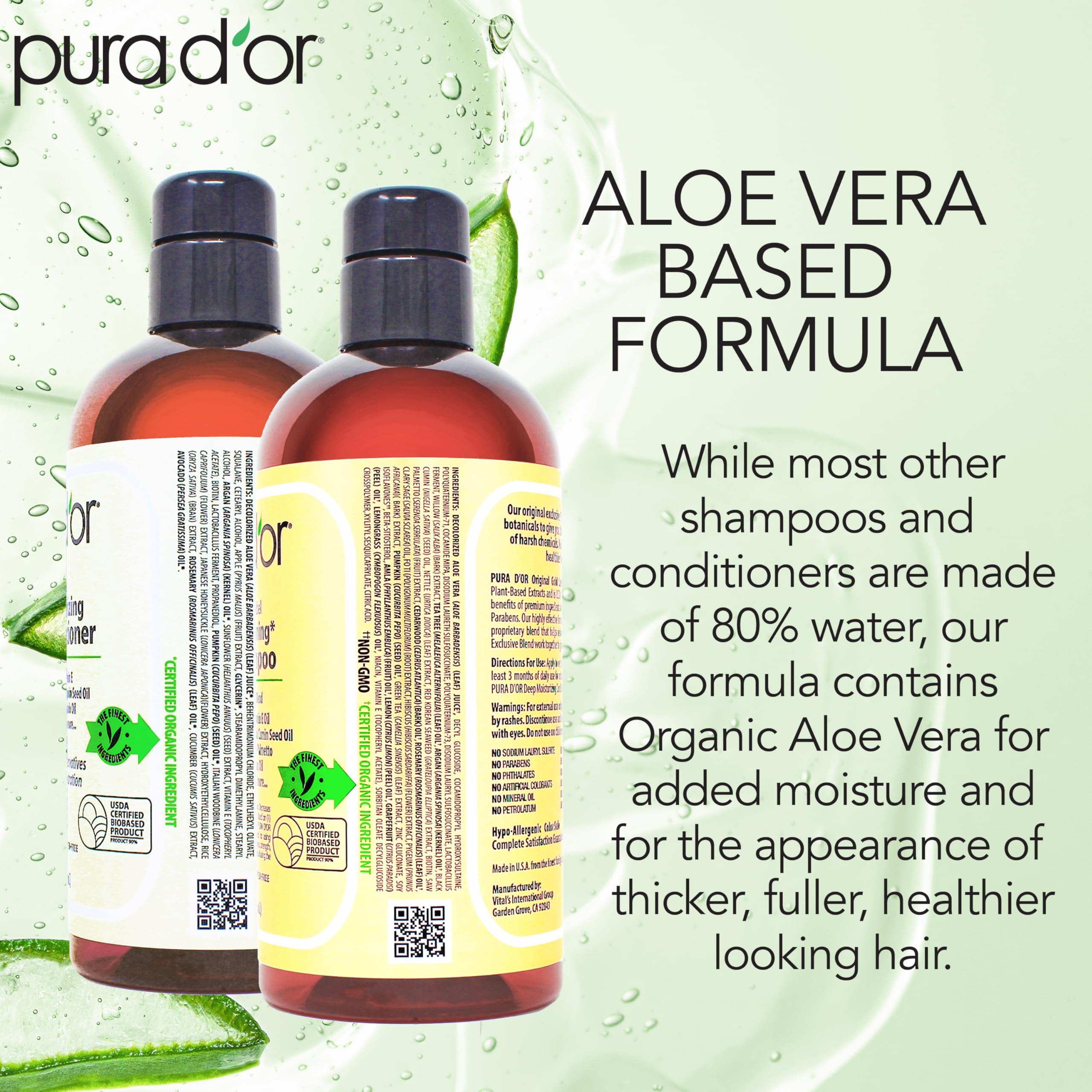 PURA D'OR Brillance naturelle sur cheveux sains.