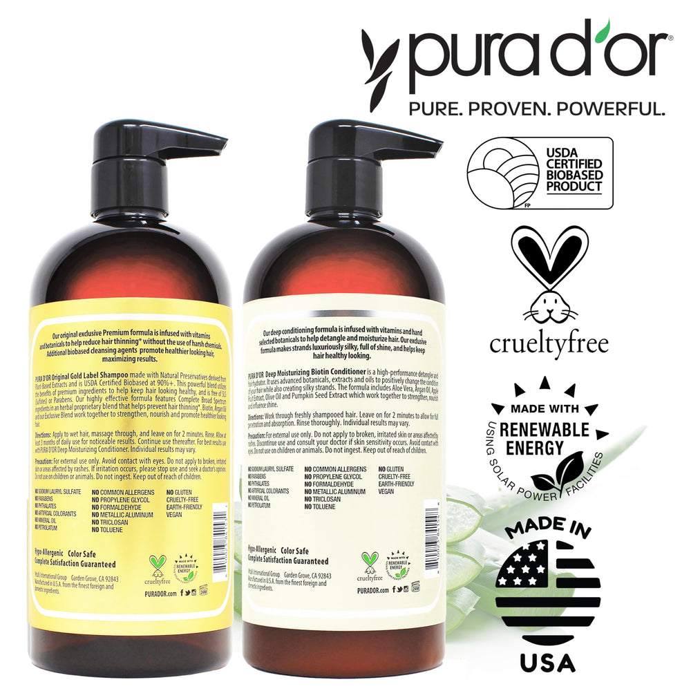 PURA D’OR Sceau Sans Cruauté – étiquette claire et formulation sans sulfates.