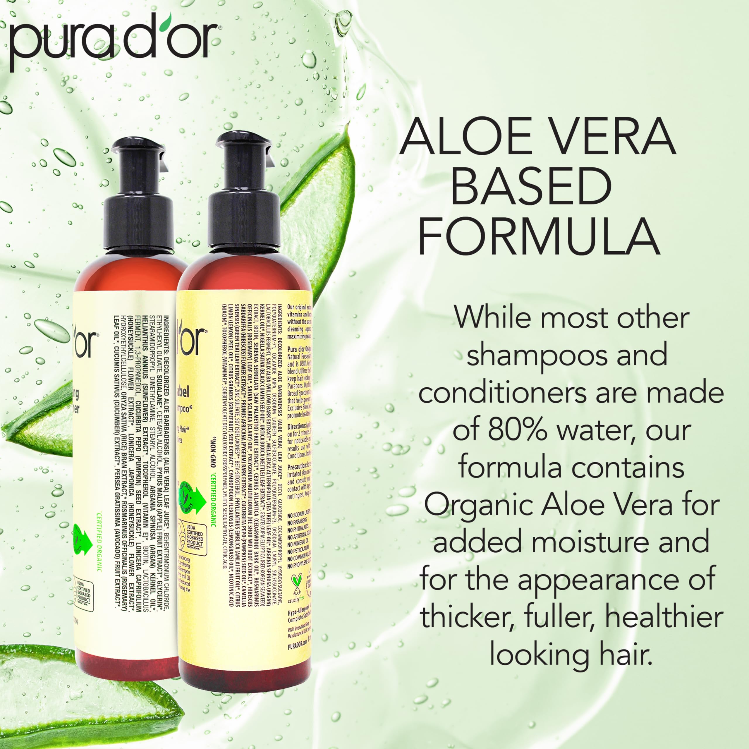 PURA D'OR Huile d argan et huile d arbre à thé utilisées pour nourrir la fibre capillaire.