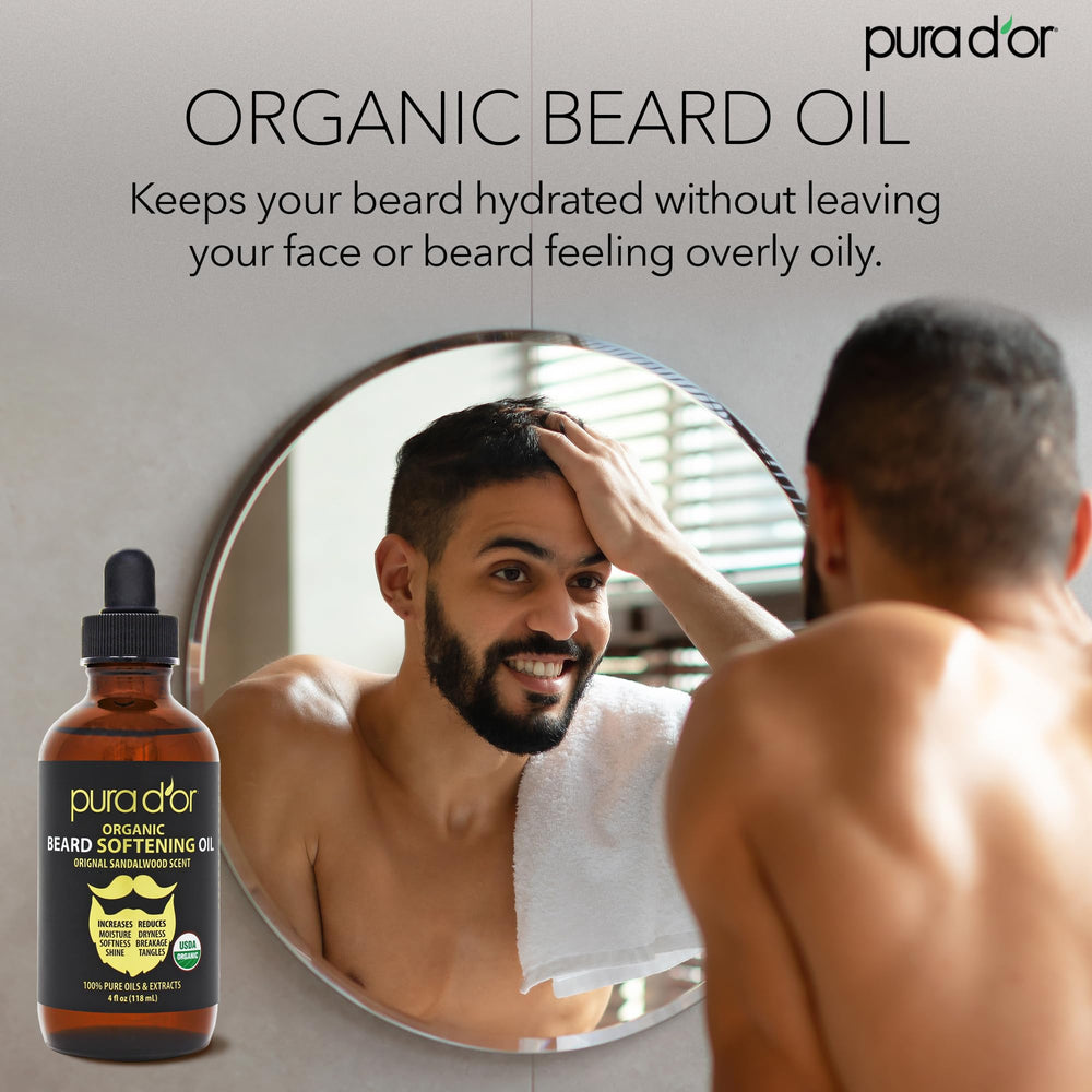 PURA D'OR huile barbe soins légers et durables – démêle et assouplit
