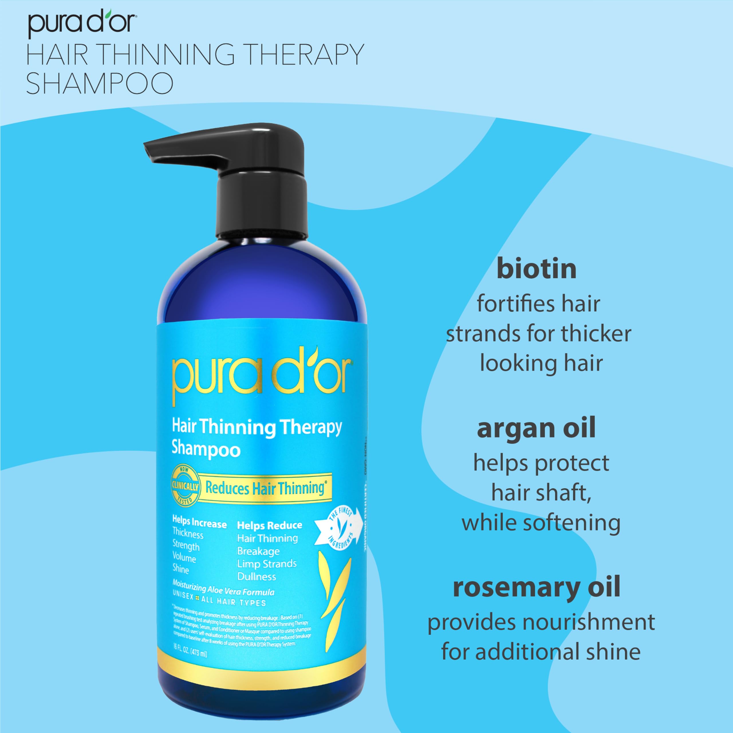 PURA D'OR ingrédients-bio, base naturelle sans sulfates ni parabènes