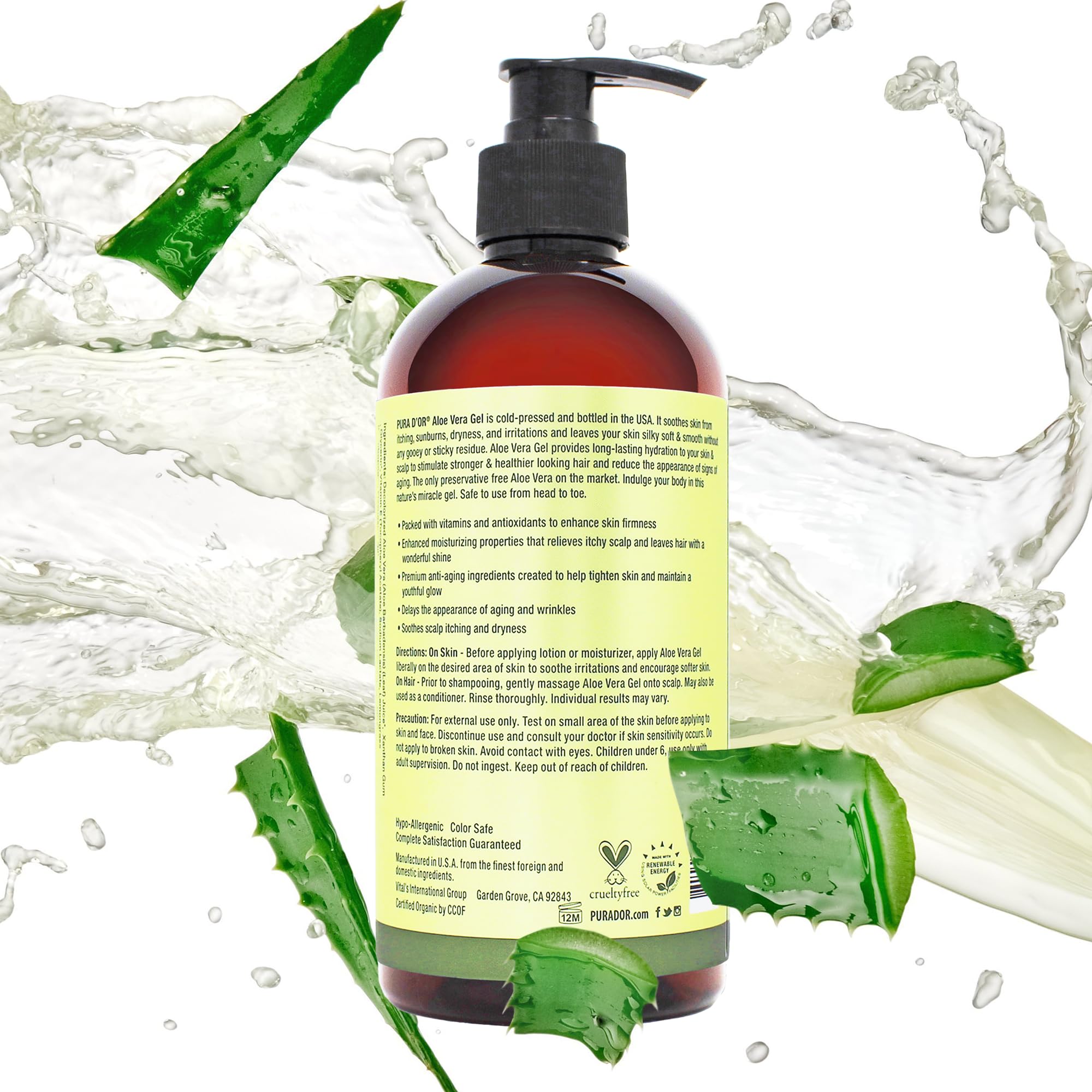 PURA D'OR Aloe Vera Gel packaging design and branding in focus