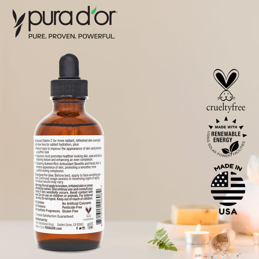 PURA D'OR Vitamine C 20% – formule sans parabènes ni sulfates, sans cruauté animale