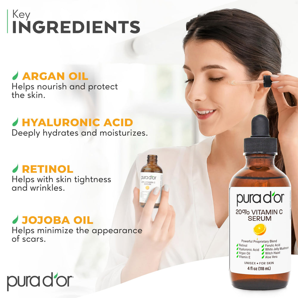 PURA D'OR Vitamine C 20% – application quotidienne facile