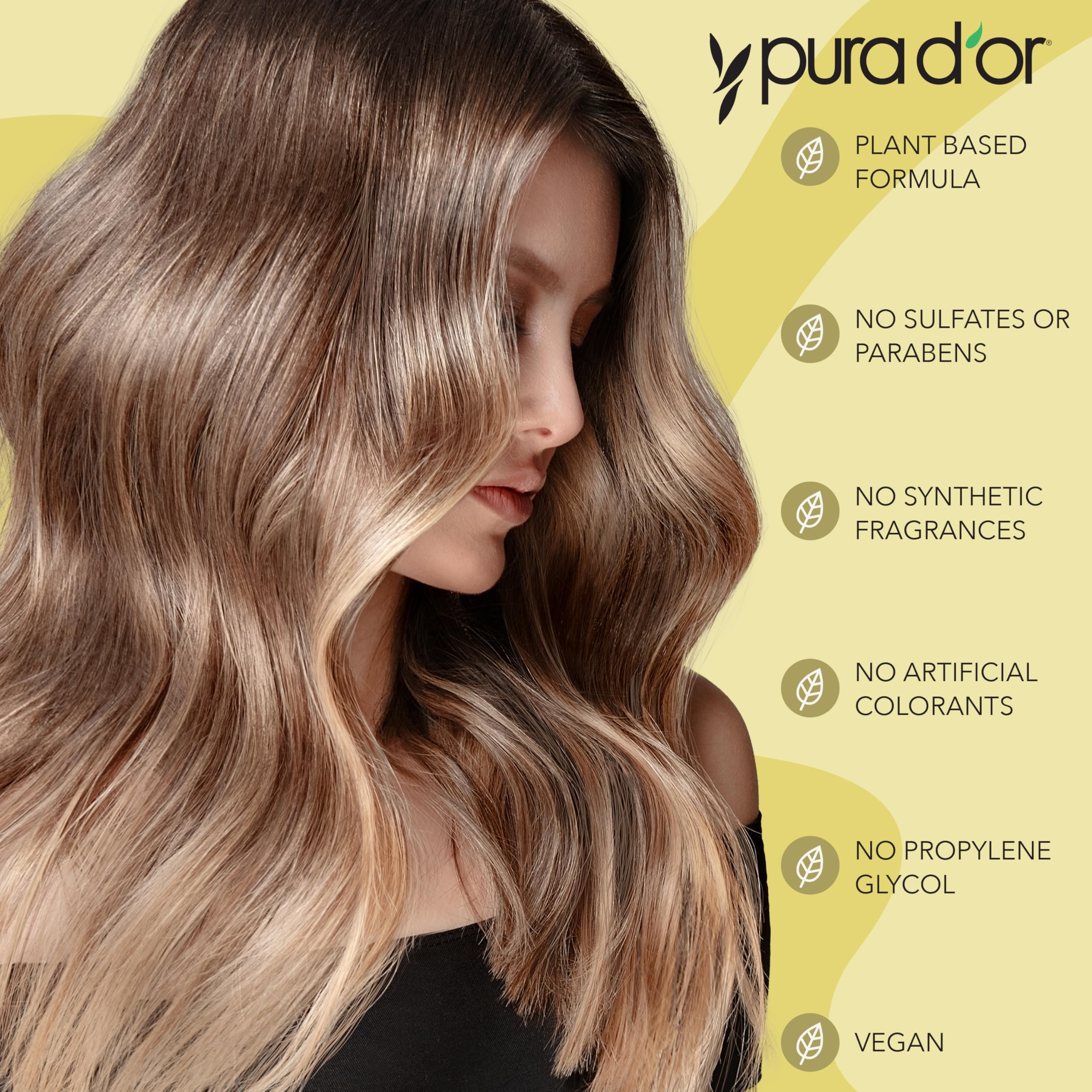 PURA D'OR Shampoing Thérapie Avancée – mousse généreuse pour lavage doux et efficace