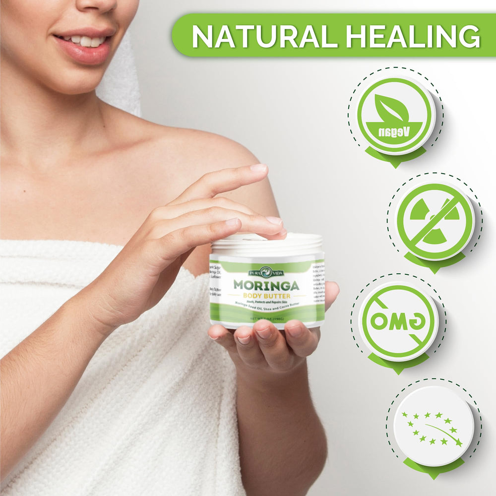 PURA VIDA MORINGA – Vitamines A, C et E protégeant la peau au quotidien.