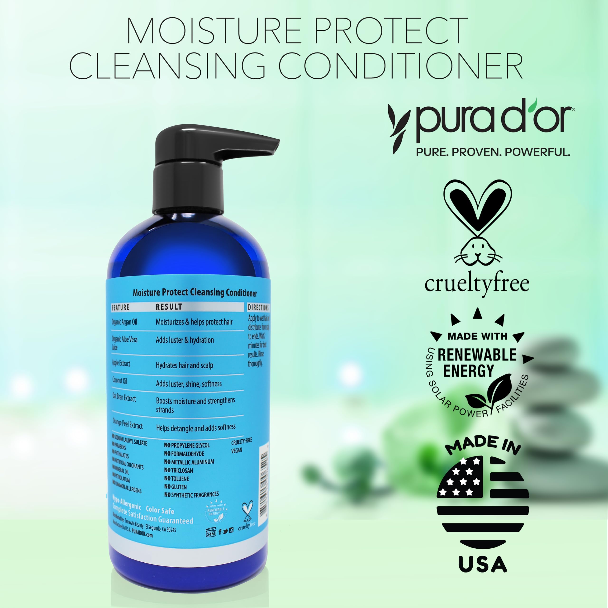 PURA D'OR Moisture Protect, brillance naturelle des cheveux et toucher léger.