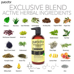 PURA D'OR Après-shampooing Avancé – flacon, nutrition et épaississement possibles.