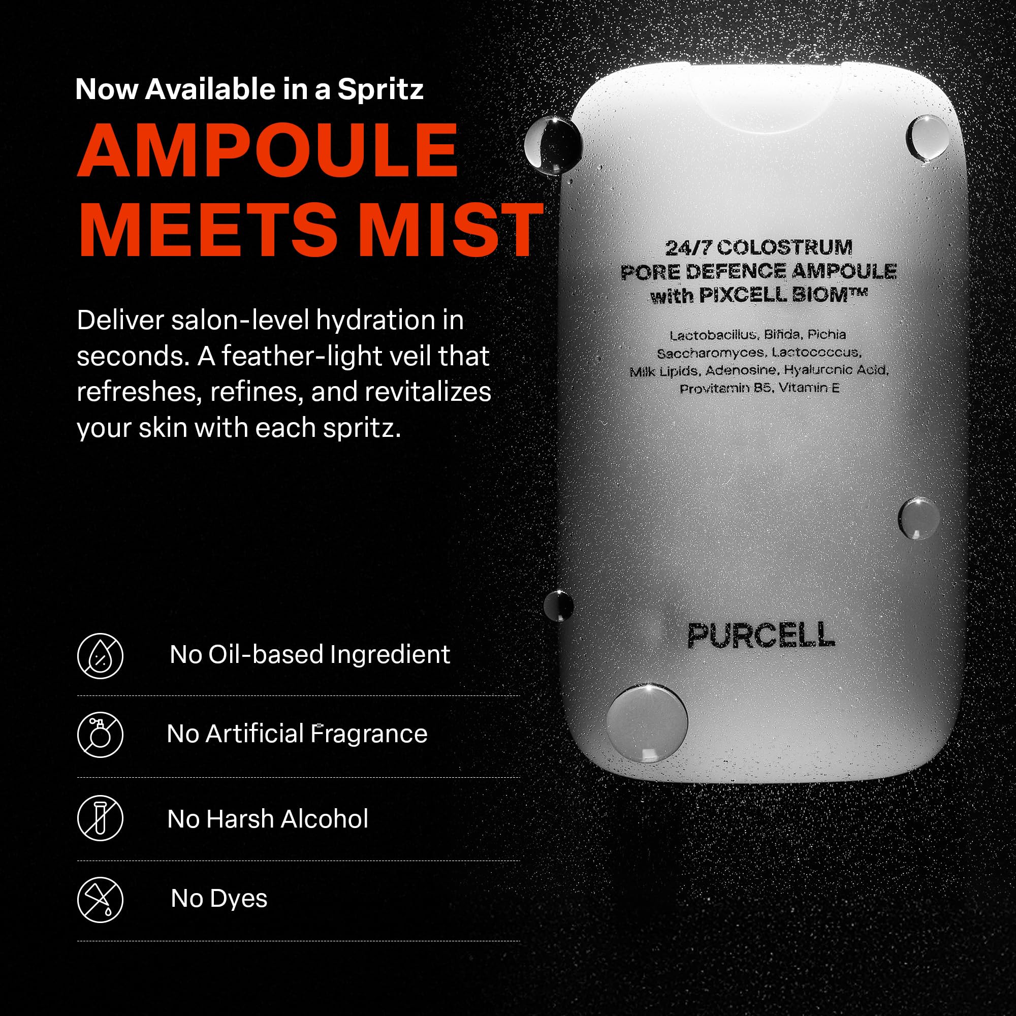 PURCELL 24/7 Colostrum Ampoule Brume : effet peau verre et pore réduits