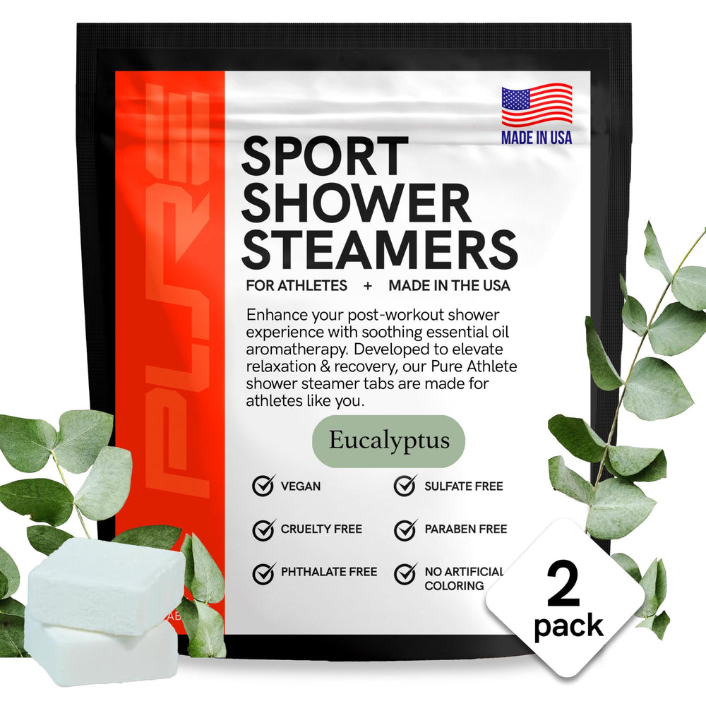 Pure Athlete pastilles douche eucalyptus, énergie fraîche après l'entraînement.