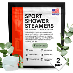 Pure Athlete pastilles douche eucalyptus, énergie fraîche après l'entraînement.