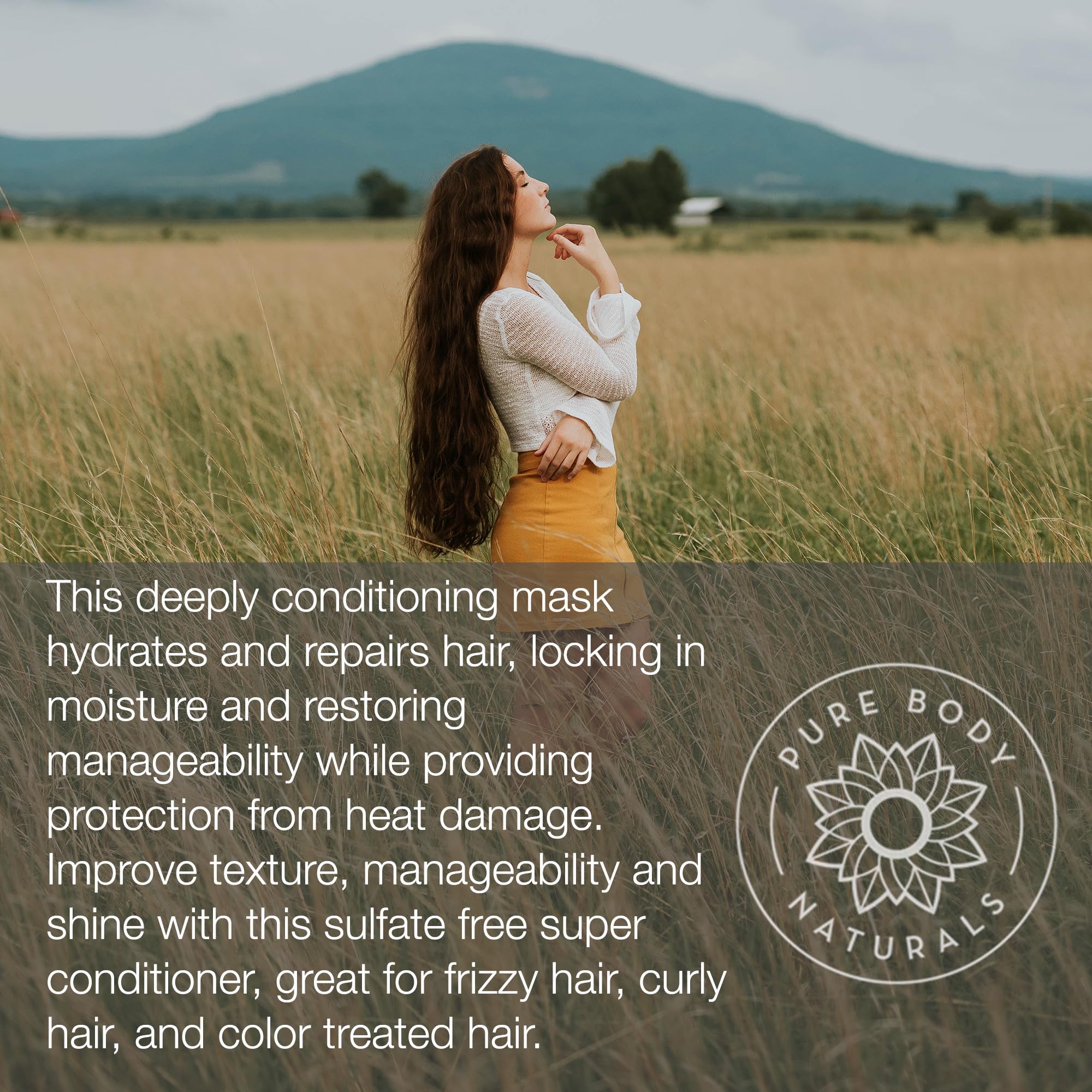 Pure Body Naturals Bocal Masque Cheveux Coco, soin profond sans sulfates.