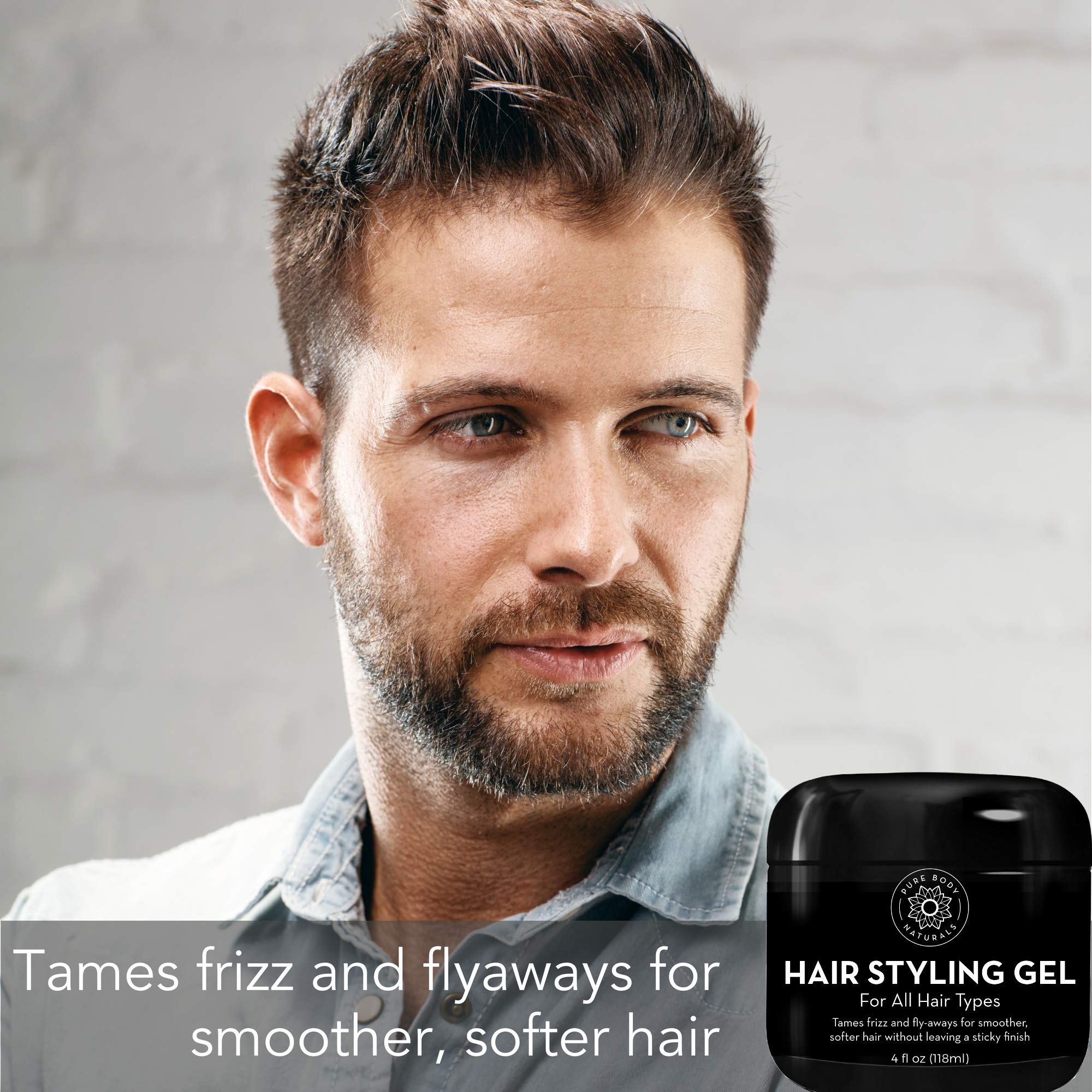 Gel Pure Body Naturals cheveux homme, texture naturelle avec brillance légère.