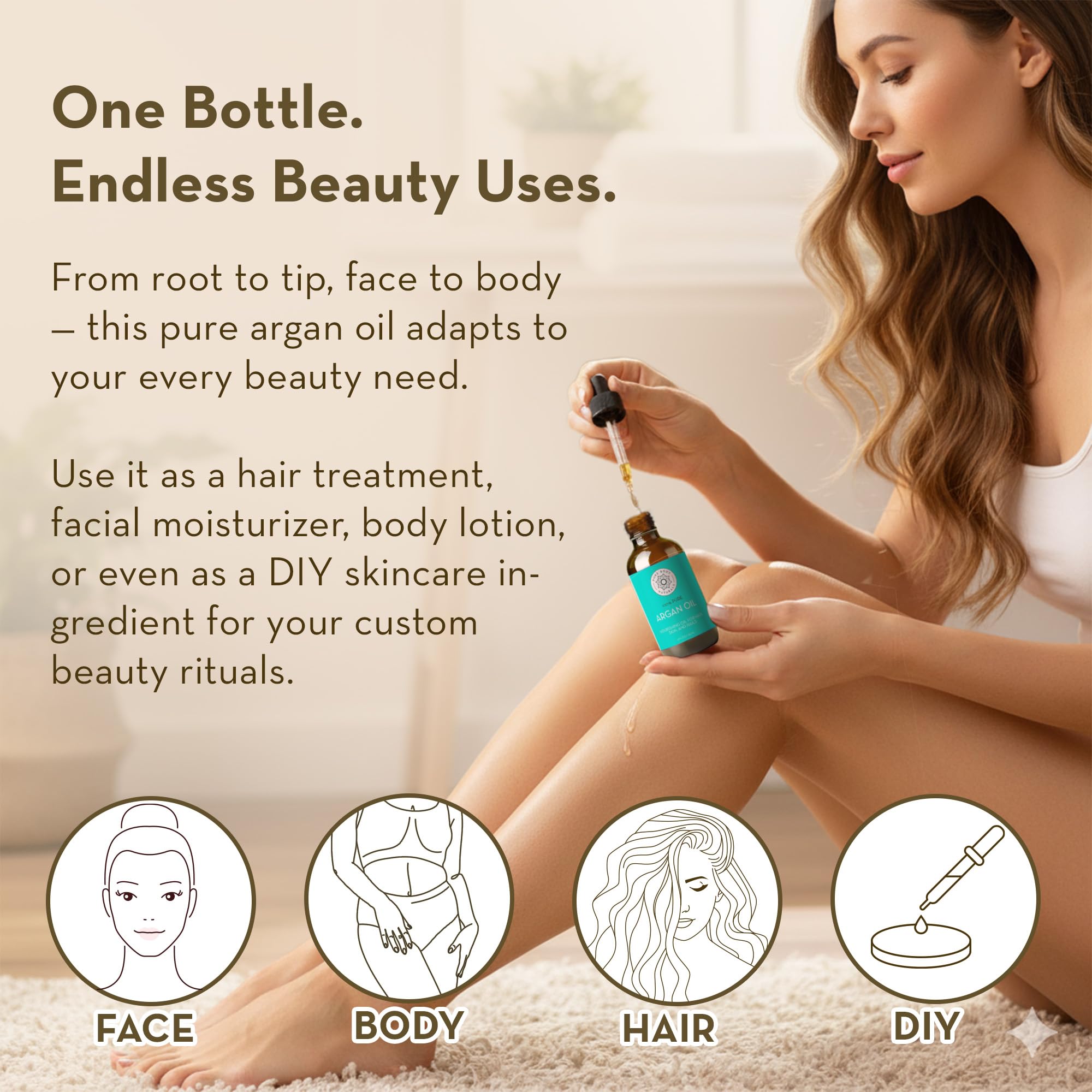 Pure Body Naturals Huile d'Argan Cheveux Brillance: cheveux soyeux et revitalisés