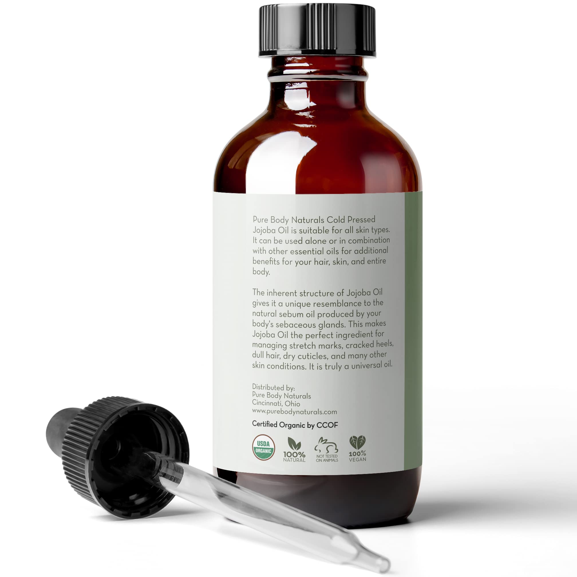 Pure Body Naturals huile de jojoba – huile porteuse pour mélanges d'huiles essentielles