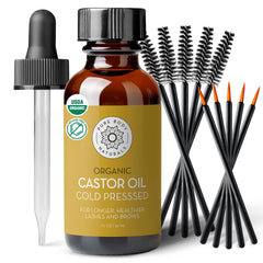 Pure Body Naturals huile de ricin, goutte-pipette : application précise sur cils et sourcils