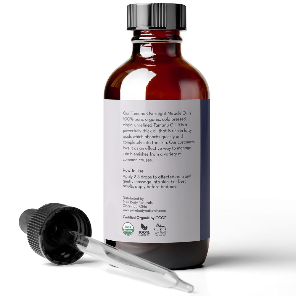 Tamanu Pure Body Naturals sur cicatrices et vergetures pour atténuer l’apparence.