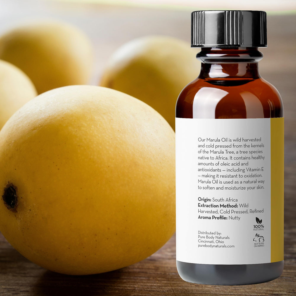 Ingrédients 100 pure Marula Oil par Pure Body Naturals.