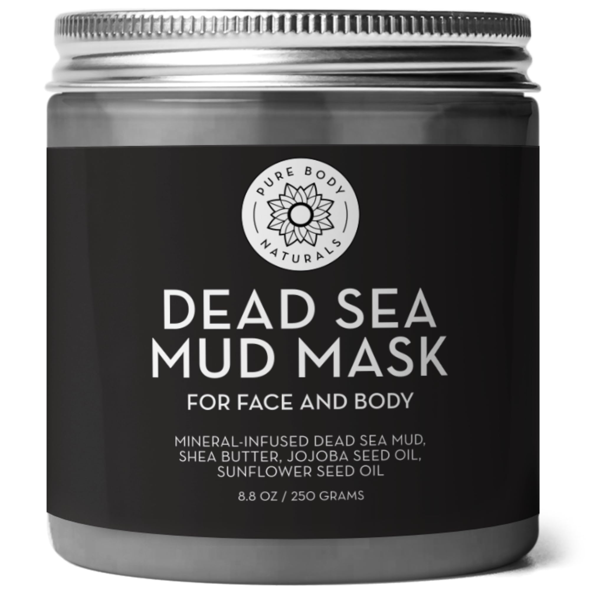 Pure Body Naturals Masque boue mer morte – emballage pratique pour votre routine beauté.