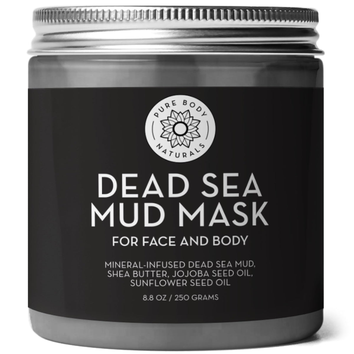 Pure Body Naturals Masque boue mer morte – emballage pratique pour votre routine beauté.