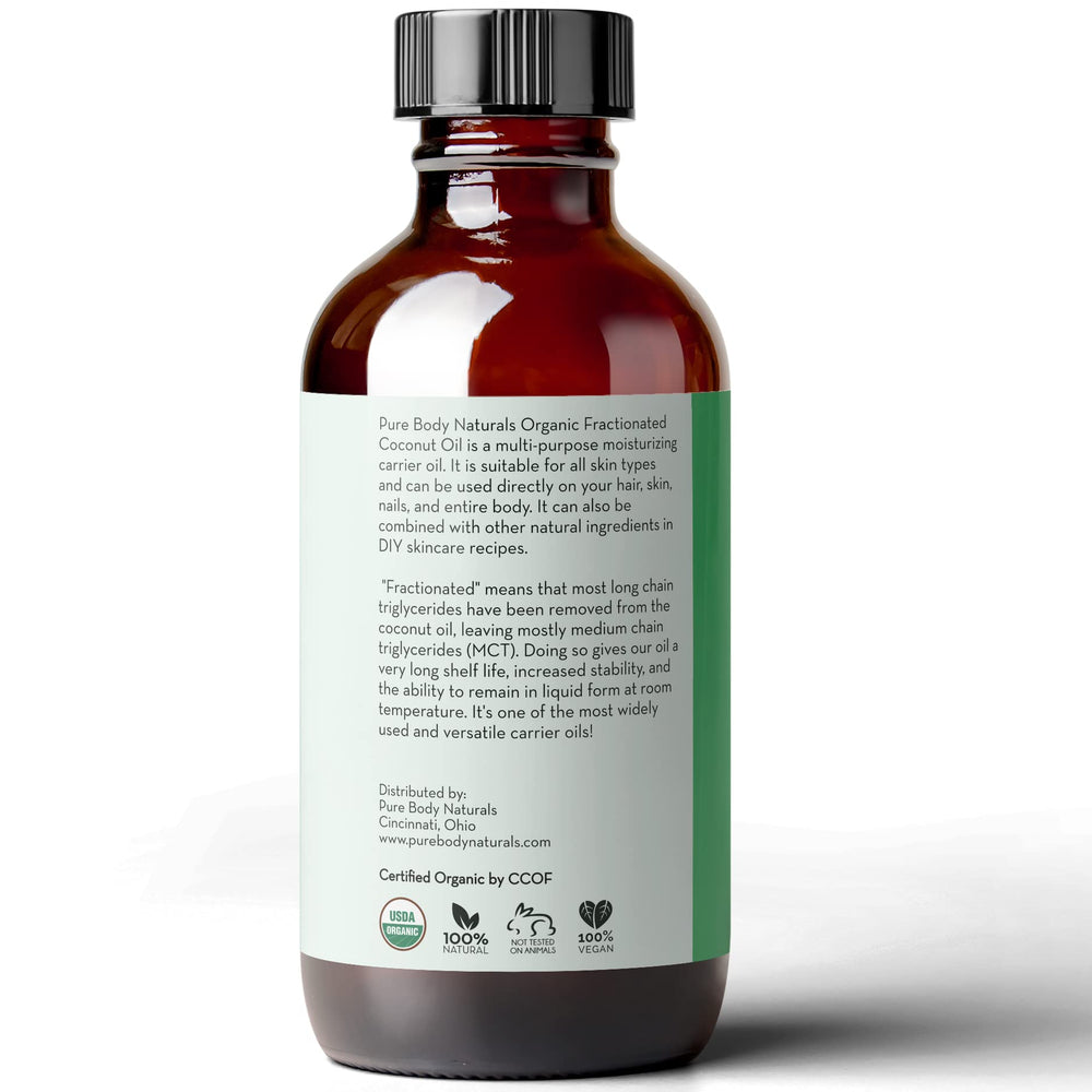 Pure Body Naturals huile coco fractionnée sans huile de palme, choix durable.