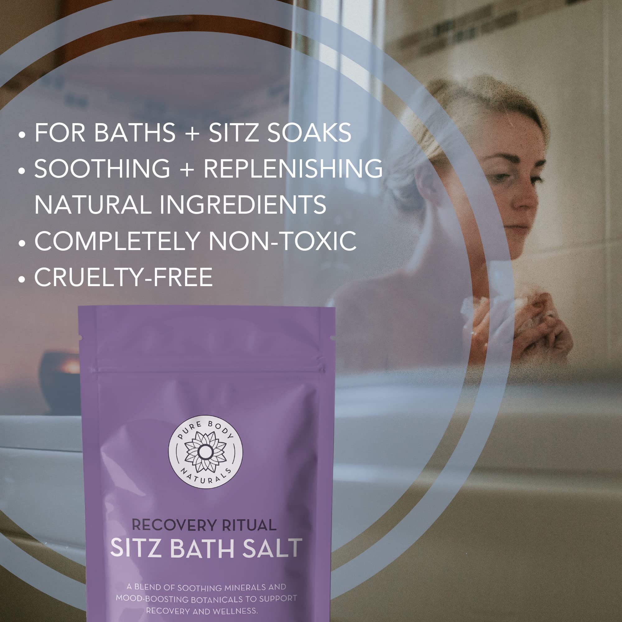 Pure Body Naturals aromatique sels bain siège postpartum, parfum réconfortant pour l’instant de détente.