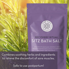 Pure Body Naturals bocal de sels bain siège postpartum, dosage simple pour un bain apaisant.