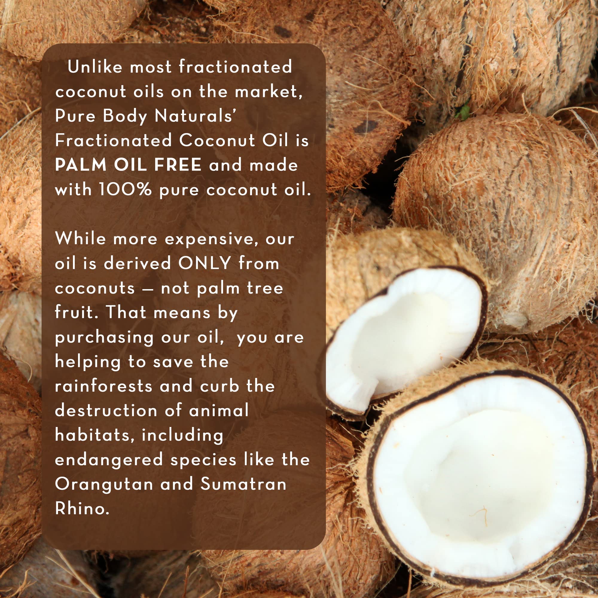 Pure Body Naturals huile coco fractionnée, soin corps léger et hydratant.