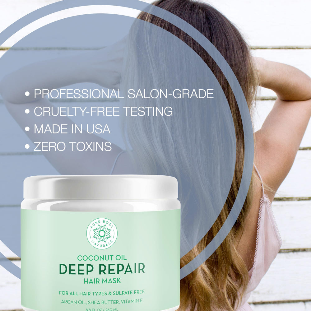 Pure Body Naturals Texture Crème Masque Cheveux Coco, application facile et rapide.