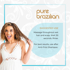 Pure Brazilian Conditionneur : application facile sur cheveux humides, résultat soyeux après séchage.