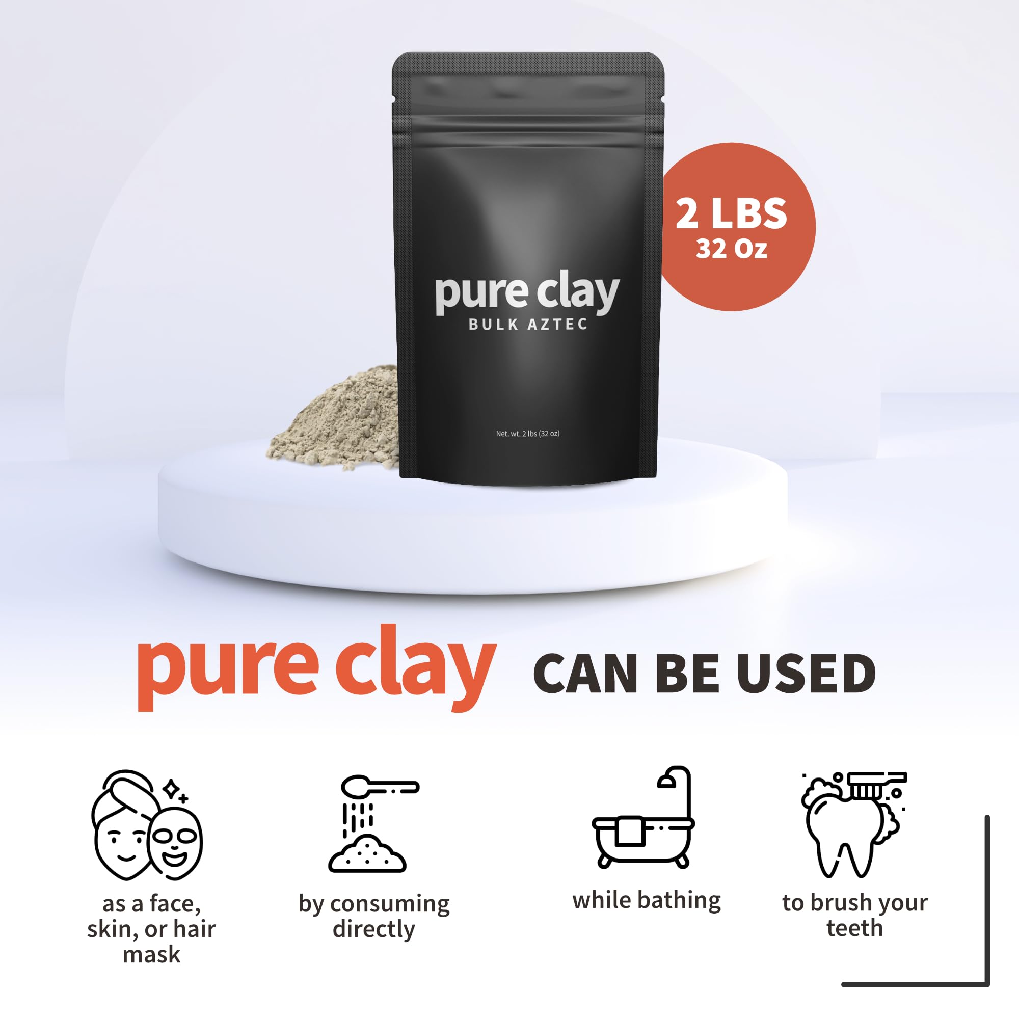 Pure Clay bain et soin peau, argile hydratante adaptée aux peaux sensibles.