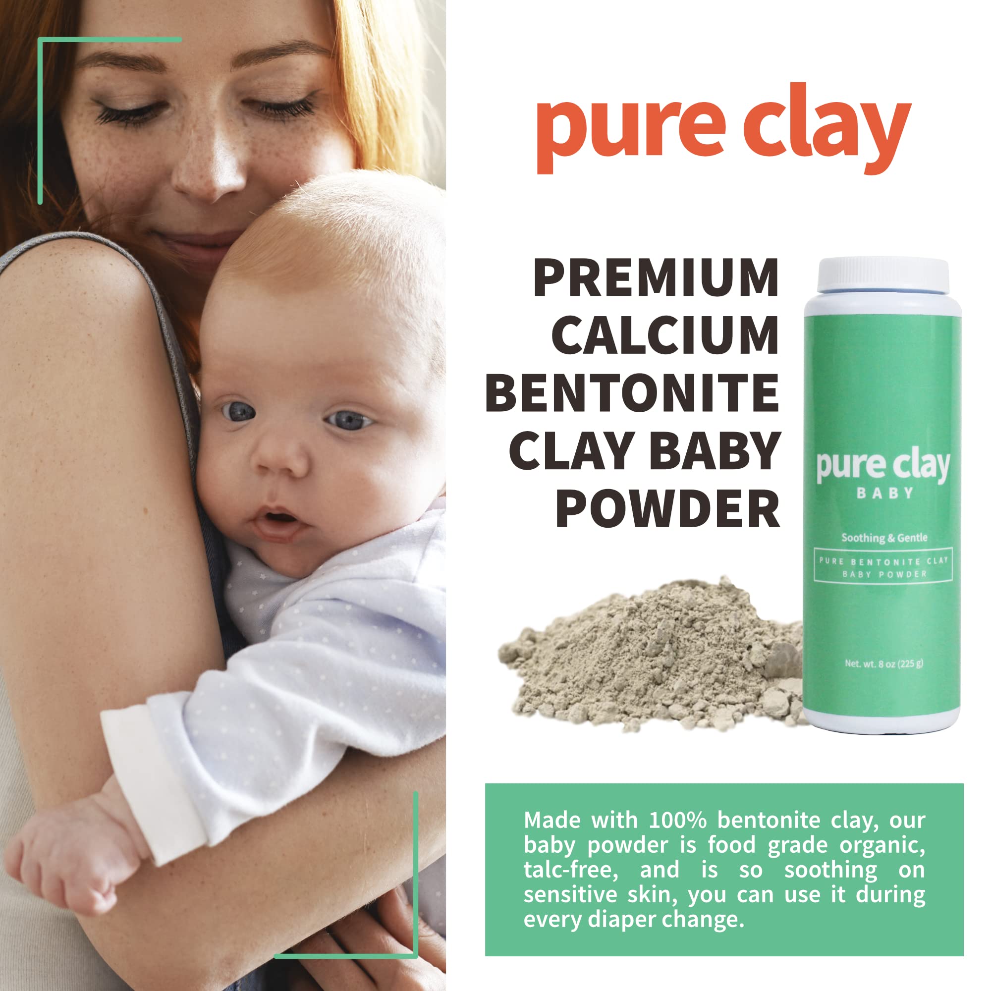 Pure Clay poudre bébé bentonite protection peau sensible après activité physique