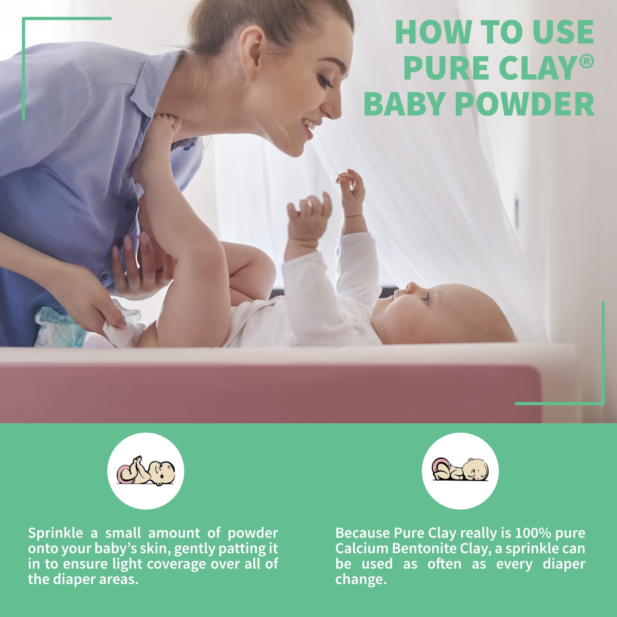 Pure Clay poudre bébé bentonite sans talc et sans parfum