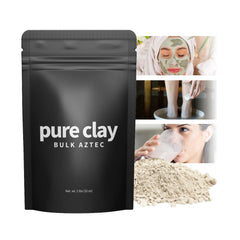 Pure Clay poudre bentonite calcium, texture fine pour masque visage et soins cheveux.
