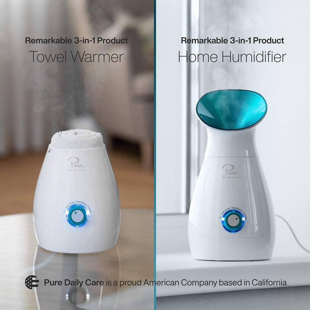 Pure Daily Care NanoSteamer design compact et élégant sur plan de toilette.