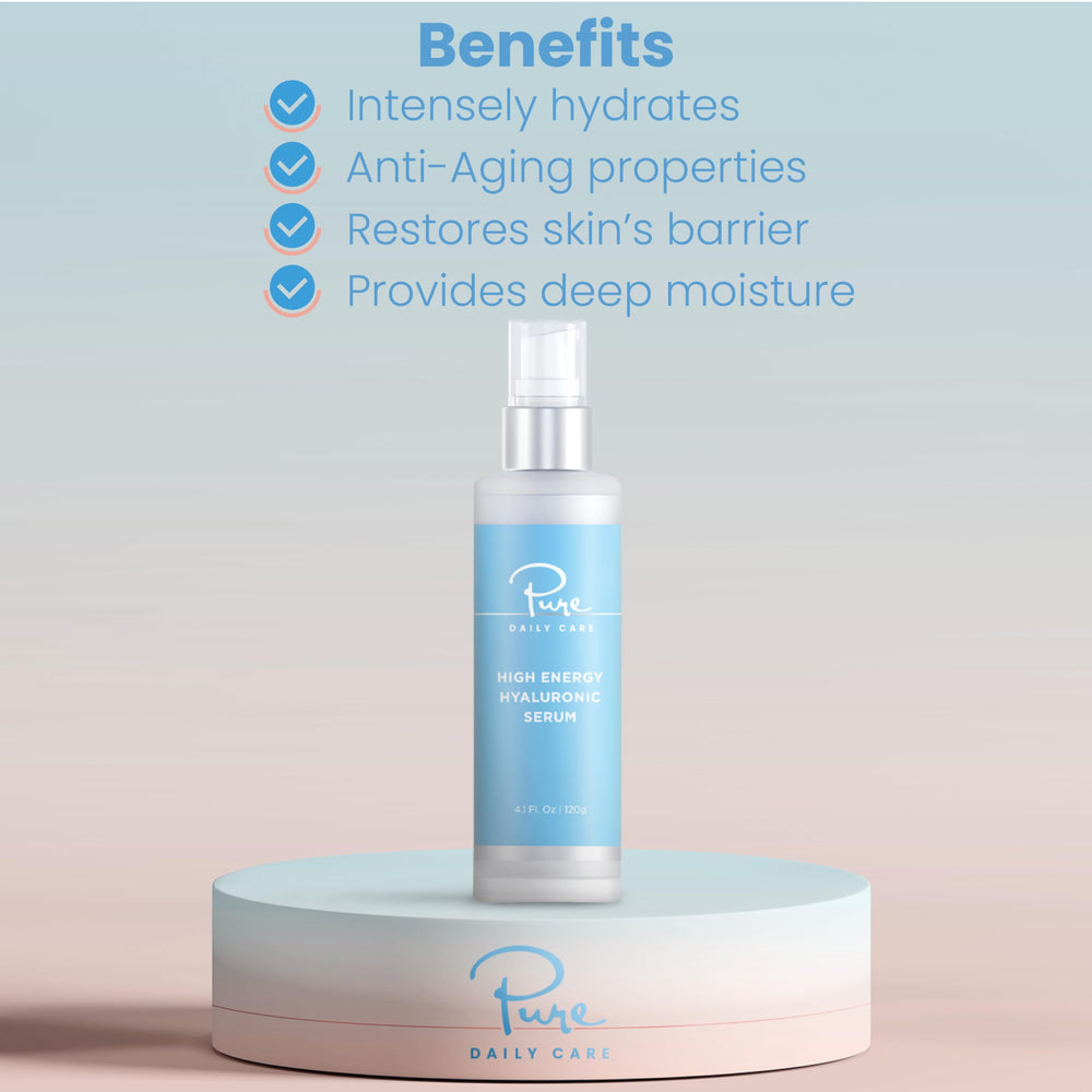 Sérum hyaluronique Pure Daily Care, étiquette sans colorant ni parfum synthétique.