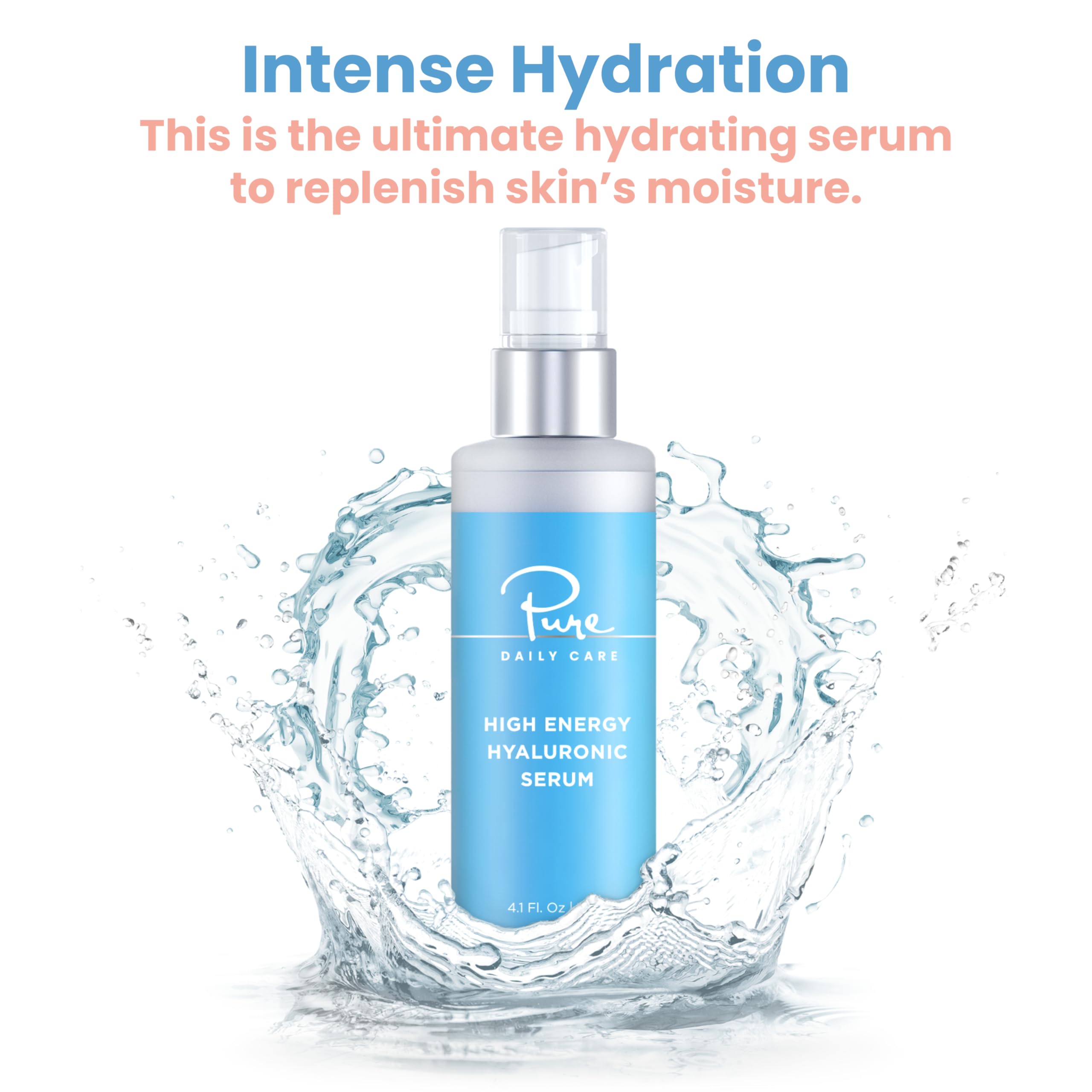 Sérum hyaluronique Pure Daily Care avec pompe, application précise.