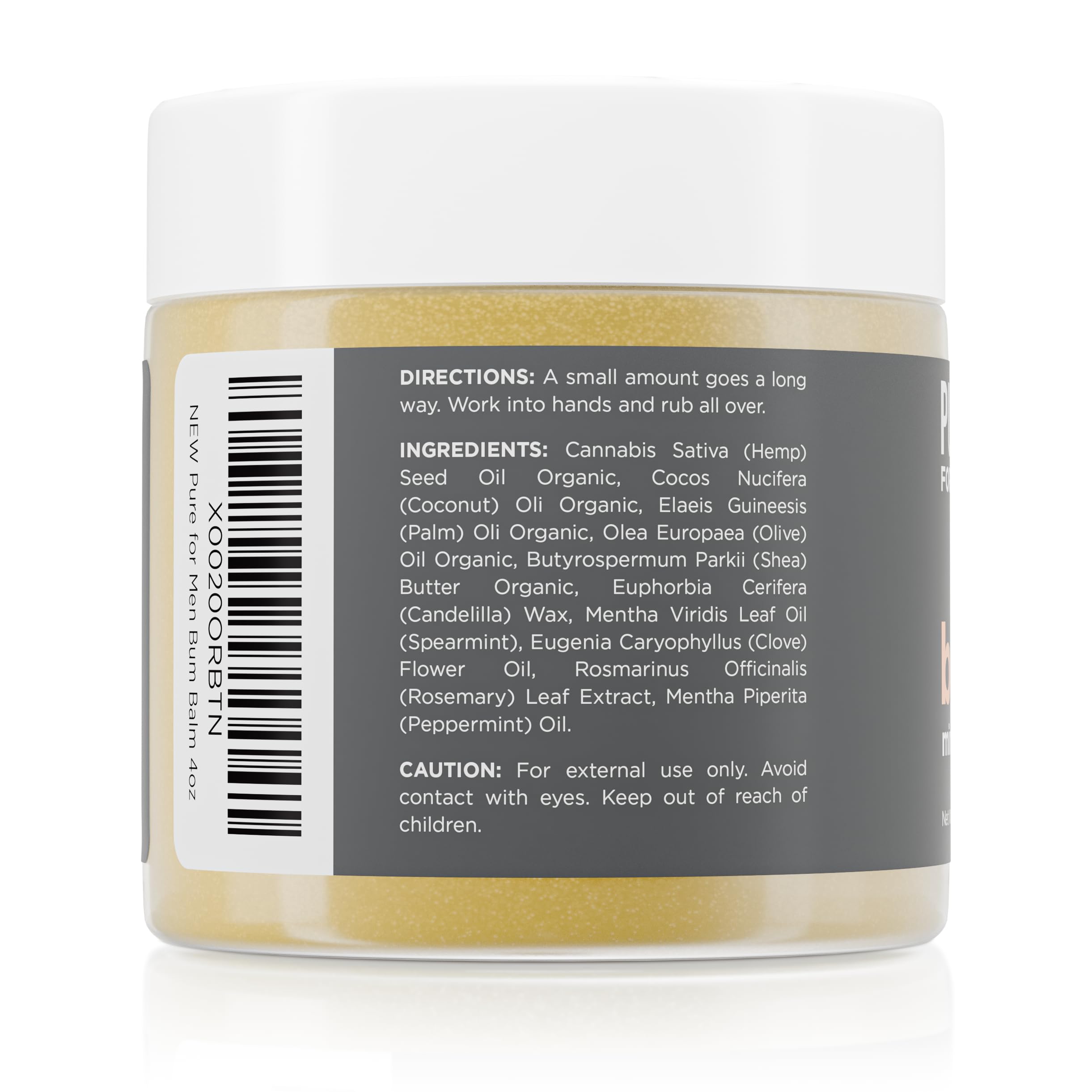 Pure for Men Bum Balm, fragrance menthe et clou de girofle pour une sensation rafraîchissante.