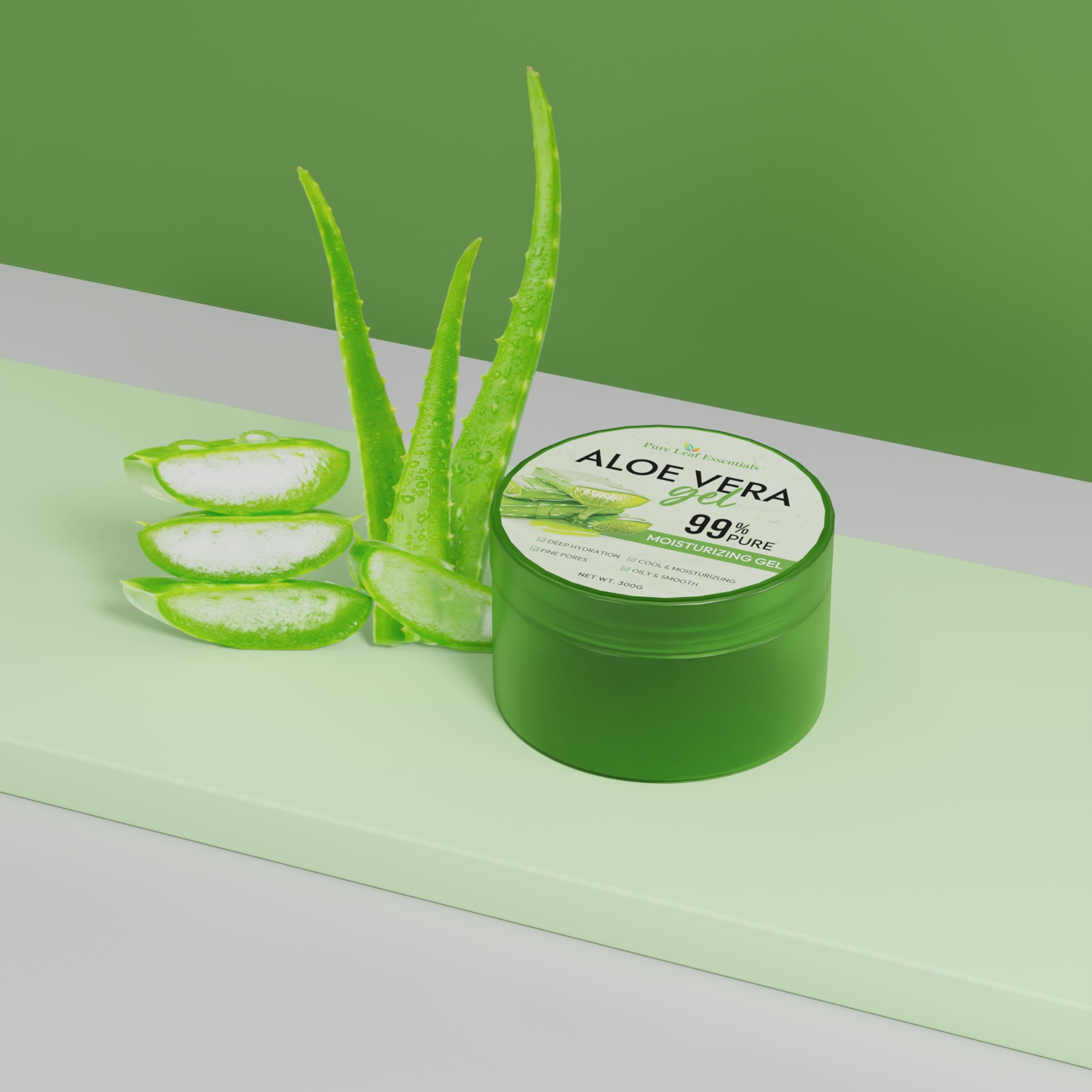 Pure Leaf Essentials Gel Aloe Vera pur 99% – absorption rapide sans résidu gras