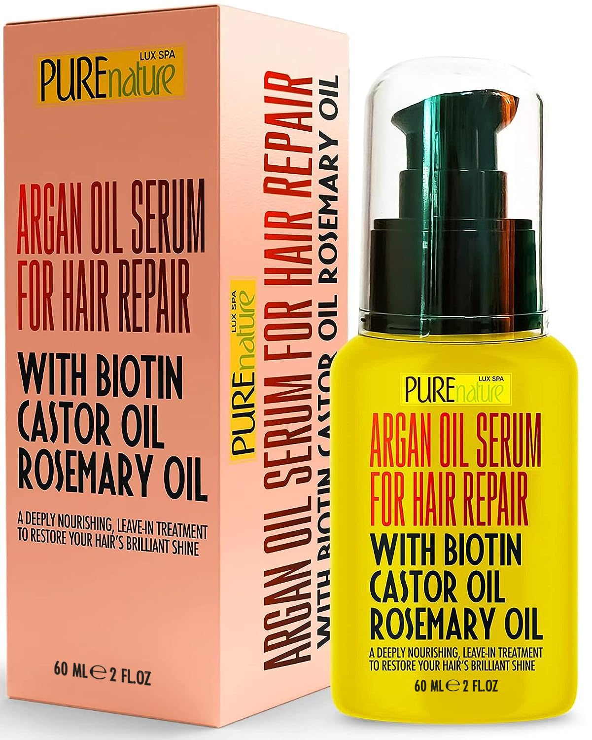 Pure Nature Lux Spa sérum argan cheveux lisses et sans frisottis