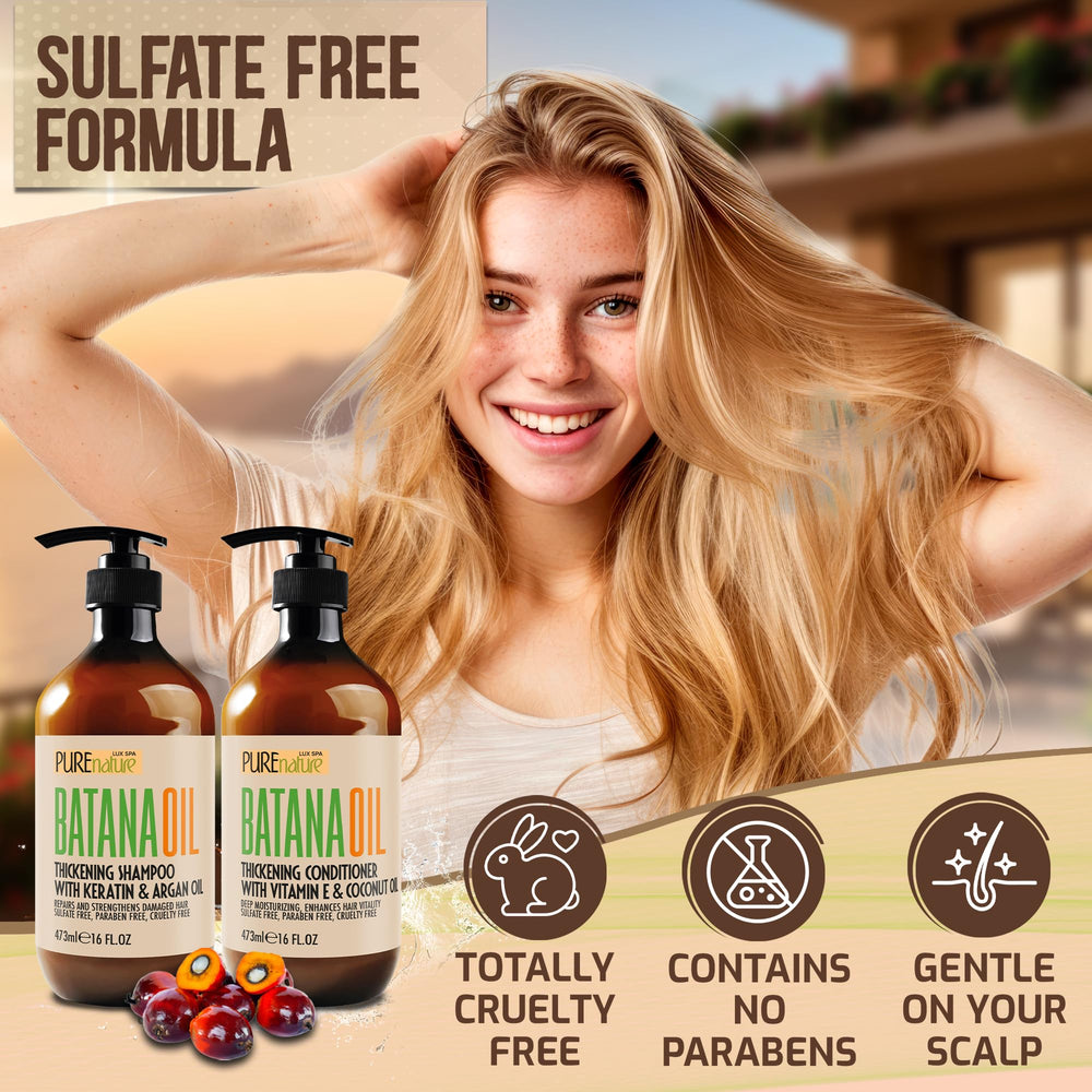 Set shampoing et après-shampooing Batana PURE NATURE LUX SPA, présentation complète.