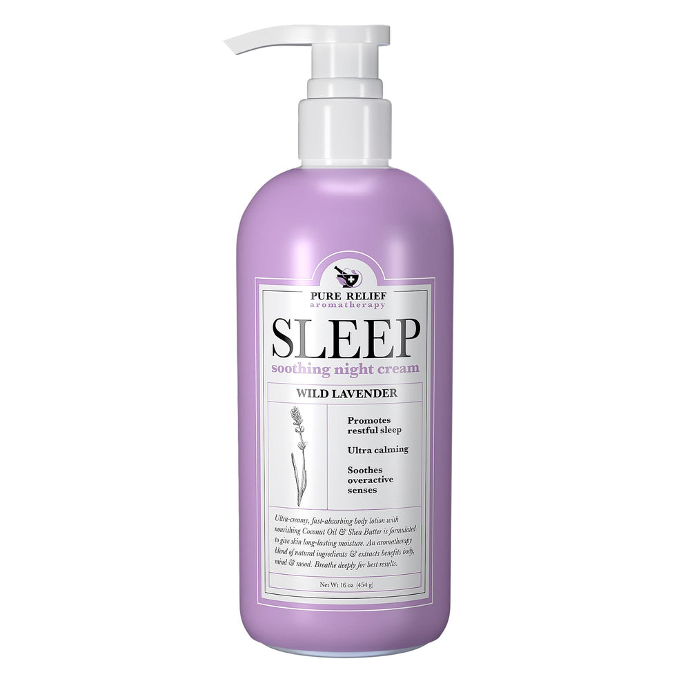 Lotion Pure Relief Nuit Lavande apaise et favorise l'endormissement potentiel.