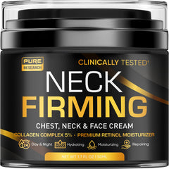 Crème cou fermant Pure Research dans un pot, hydratation ciblée pour le cou.