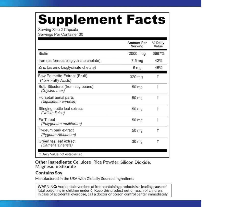 Pure Research DHT Blocker – Capsule prise quotidienne pour soutenir la vitalité capillaire.